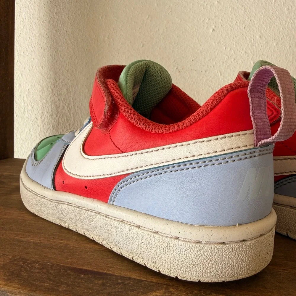 Nike Court Borough Low Recraft Kids Sneakers Red Blue Green DV5457-400 Size 13C